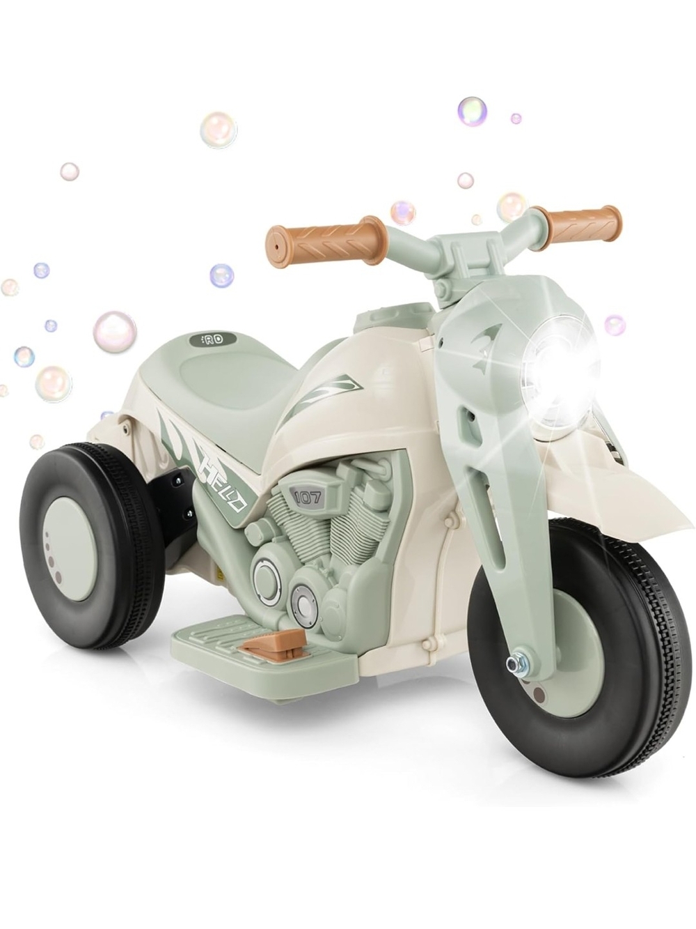 Kids Ride-On Toy Motorcycle - Mint and Cream